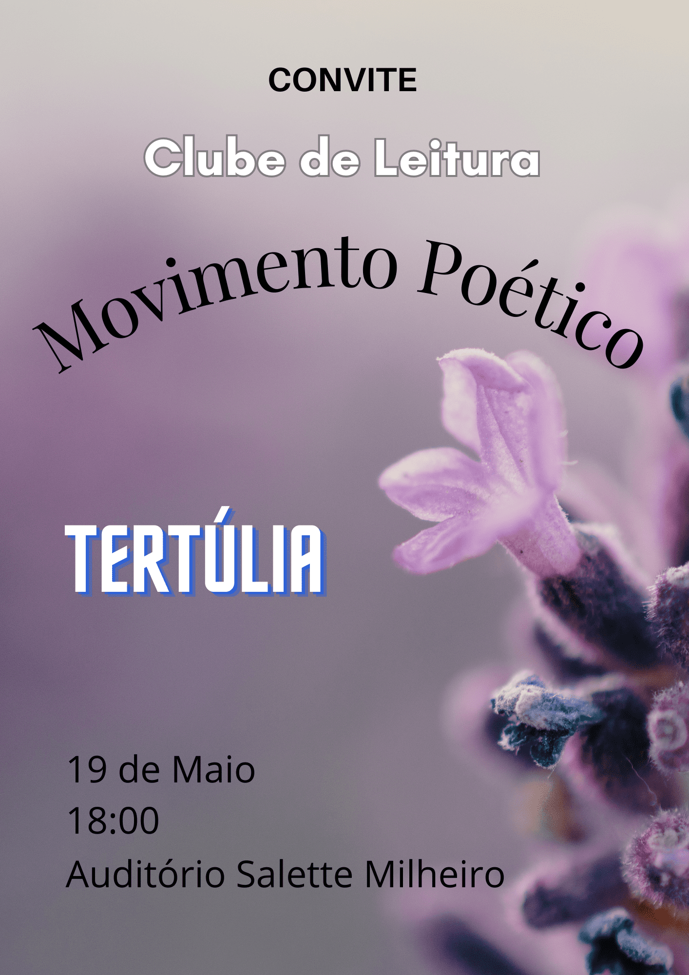 Tertúlia Movimento Poético | 19/05, 18:00, Auditório Salette Milheiro